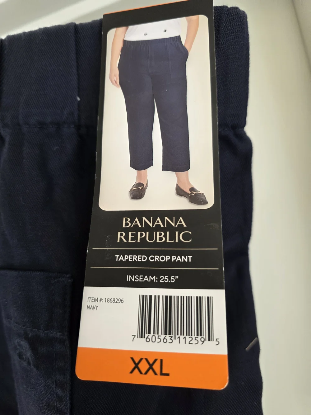 NWT Banana Republic Navy Tapered Crop Pull-On Pants XXL Linen Blend